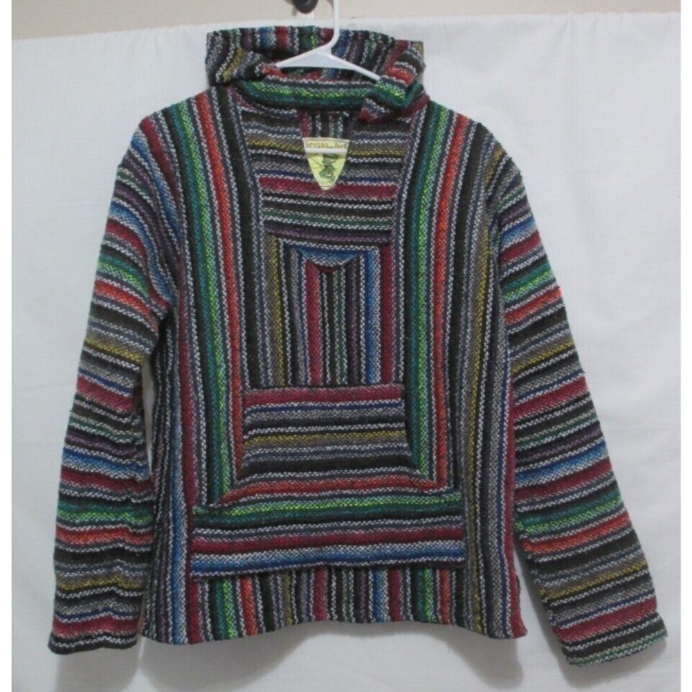 Iguana Jack Adult Size M Mexican Poncho Baja Hoodie Drug Rug MEXICO
